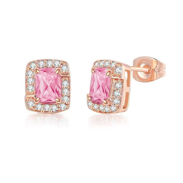 Pink Tourmaline Rose Gold Earrings