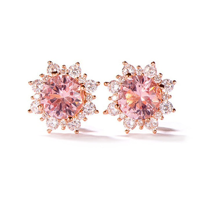 Pink Flower Cluster Earrings