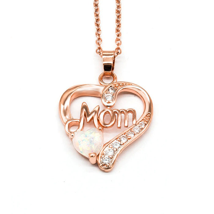 Rose Gold Opal Mom Necklace