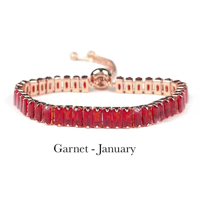 January Garnet Rose Gold Bracelet