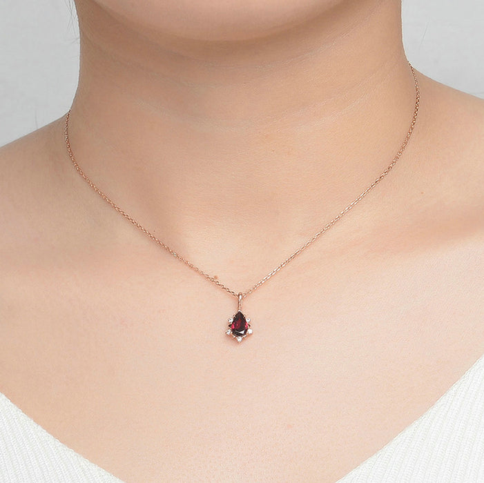Garnet Teardrop Necklace