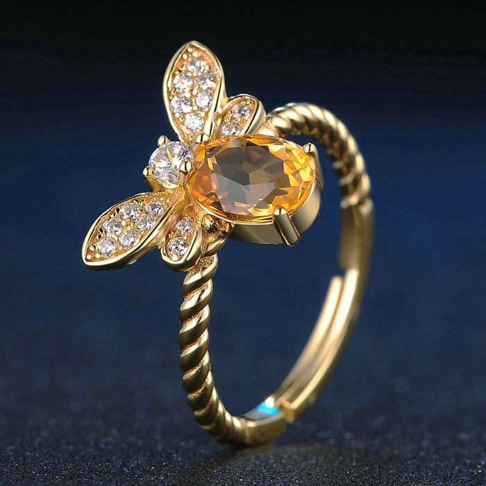 Citrine Bubble Bee Ring