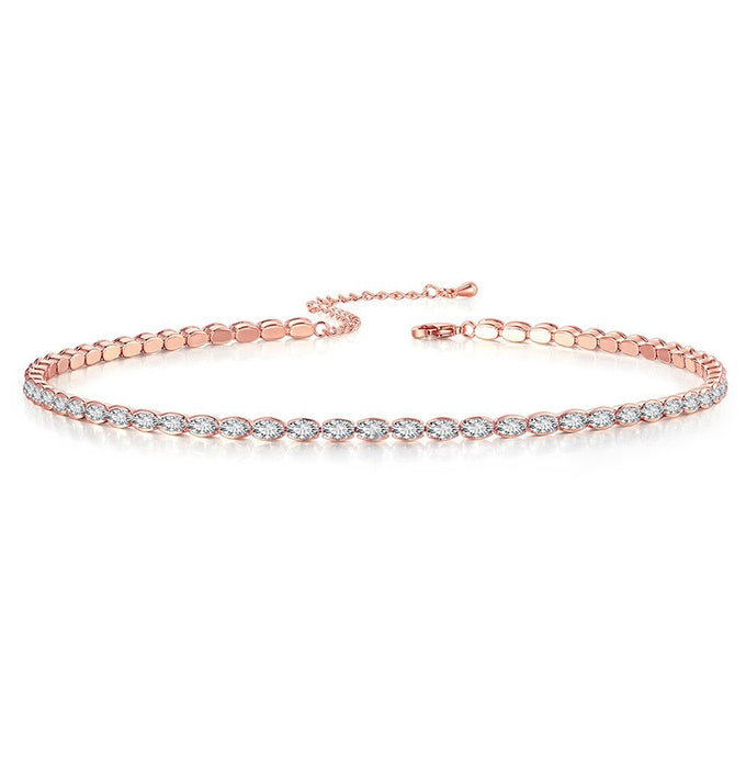 Rose Gold Oval Tennis Necklace