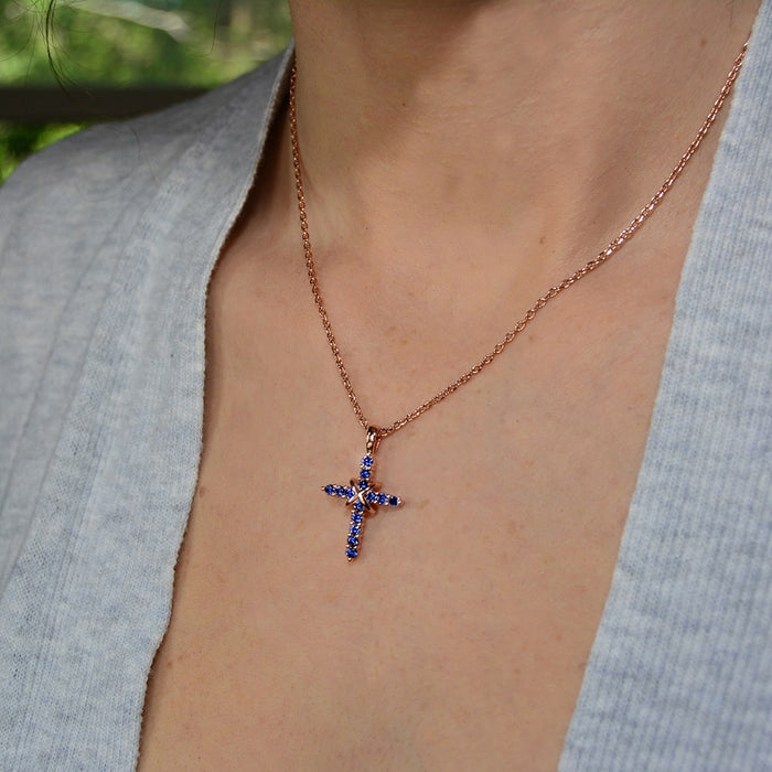 Sapphire Cross Necklace