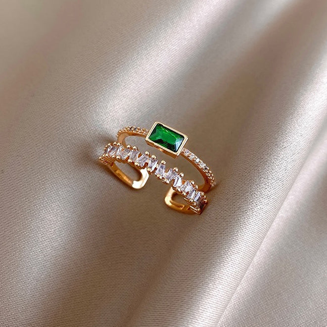 Emerald Double Banded Ring