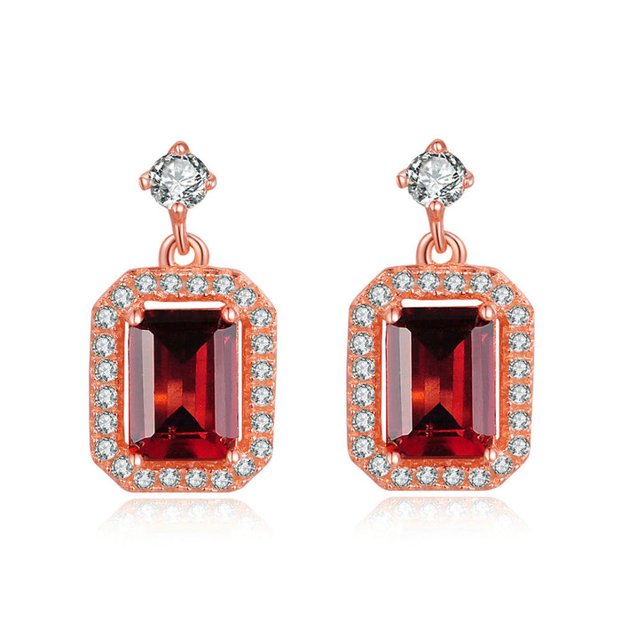 Luxury Halo Red Garnet Earrings