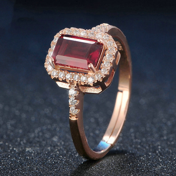 Luxury Halo Red Garnet Ring