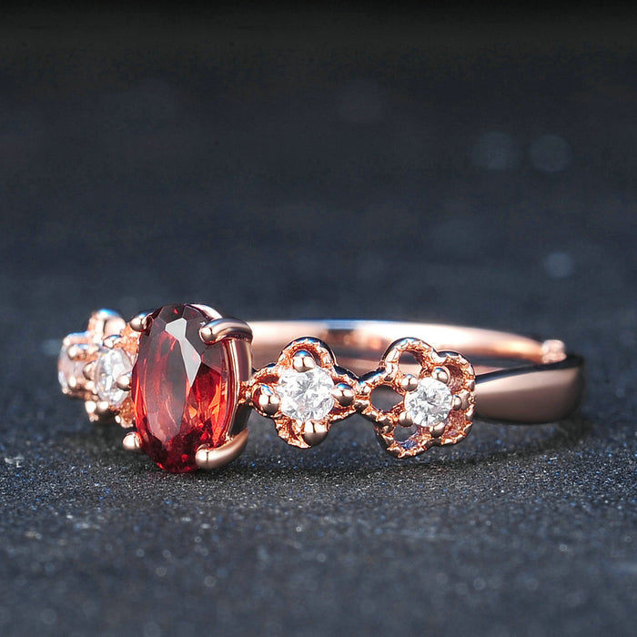 Classic Oval Red Garnet Ring