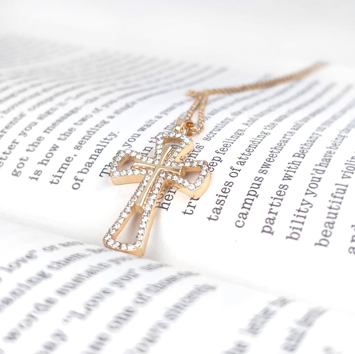 Coupled Gold Cross Necklace