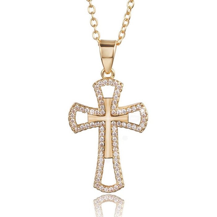 Coupled Gold Cross Necklace