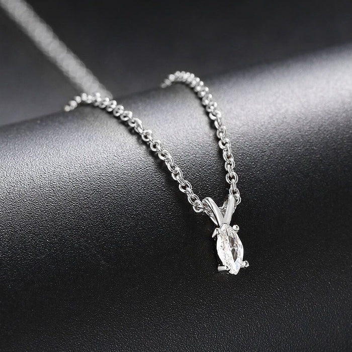 Marquis Cut Silver Pendant Necklace